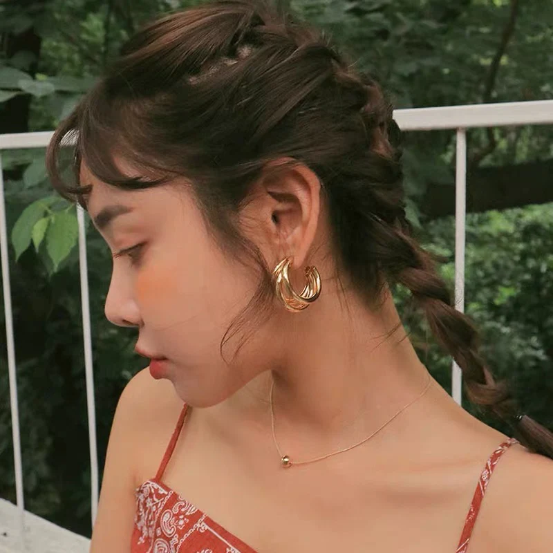 TRIPLE LAYER OPEN HOOPS - golden - Image 6