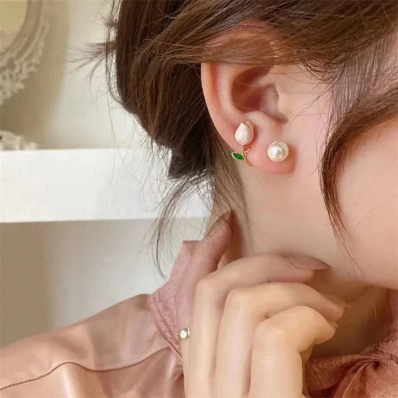 Tulip Flower Earwrap Earrings- can be worn in multiple ways - Image 4